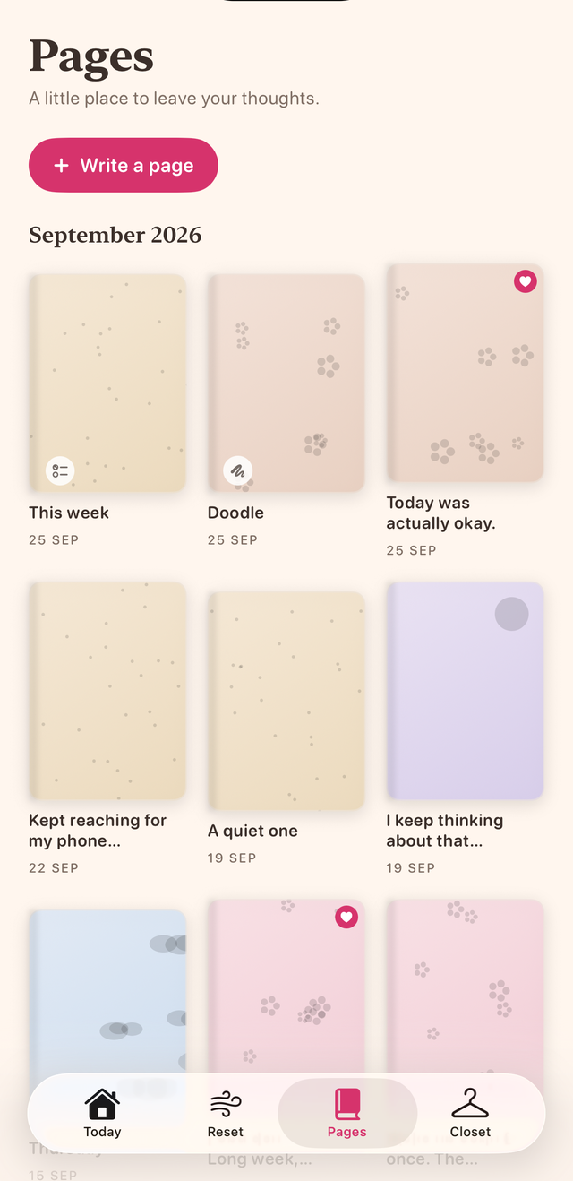 Pages: a shelf of small illustrated notebook covers.